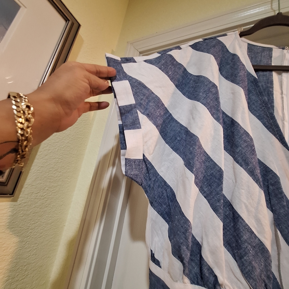 NWT - Ashley Stewart Blue/Cream Striped Maxi Dress sz14 - Picture 4 of 8